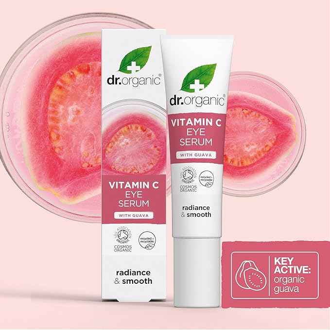 Dr. Organic Vitamin C Eye Serum | Brightening & Illuminating for Dull Under Eyes, Vegan, Natural, Cruelty-Free, Paraben & SLS-Free, Certified Organic, 15 mL / 0.5