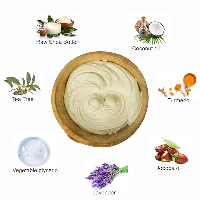 Body Butter Shea Body Moisturizer with Natural Essential Oils to Deeply Nourish, Protect, and Rejuvenate dry Skin - Tea Tree and Lavender 14 oz