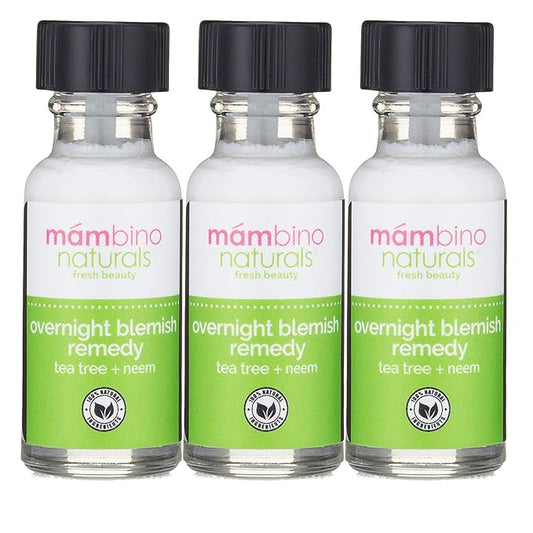 Overnight Blemish Solution Roll-On | Acne & Pimple Spot Care | Tea Tree & Plant-Based Formula | Cruelty-Free Skincare | 15 ml – Mambino Organics 3-Pack