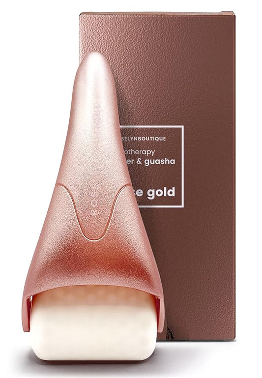 ROSELYNBOUTIQUE Ice Roller for Face Wrinkles Fine Lines Puffiness Stick Massager Facial Skin Care Tools Self Care Gifts for Men Women (Rose Gold)