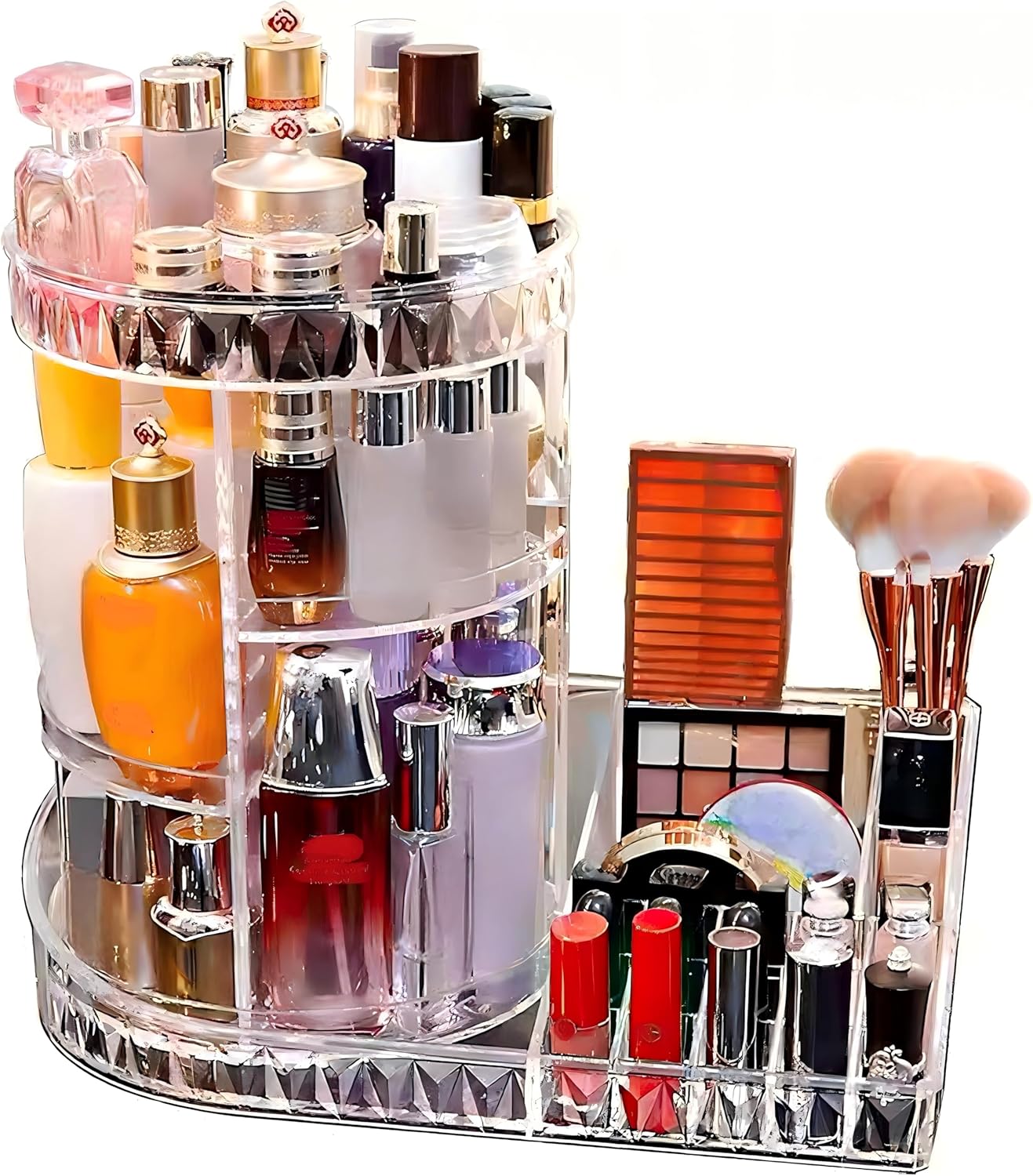 Large Capacity Rotating Acrylic 360 Degree Makeup Organizer 5 Layers Adjustable Cosmetic Storage Standr Best for Perfume Skincare Jewelry Display Dresser