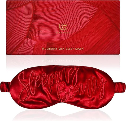 ESNA HOME Luxury Silk Sleep Mask Gift Set | 22-Momme Mulberry Silk Eye Mask | Ultra Comfort | Perfect Present for Her | Luxury Christmas for Women（Sleeping Beauty）