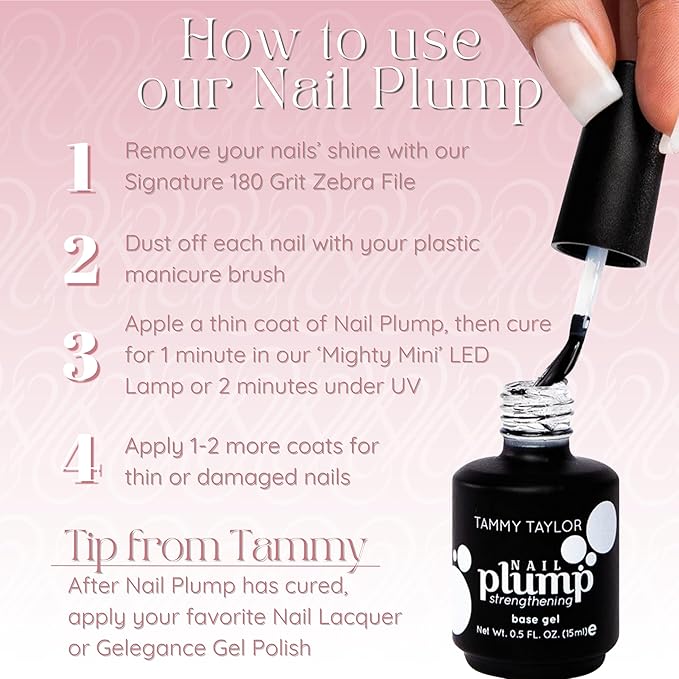 Tammy Taylor Nail Plump Nail Hardener | Extra Strength Healthy Natural Nail Strengthener Polish for Thin Nails and Split Nail Growth Oil Treatment | Helps Repair Damaged Nailbeds and Nail Biting | Kit