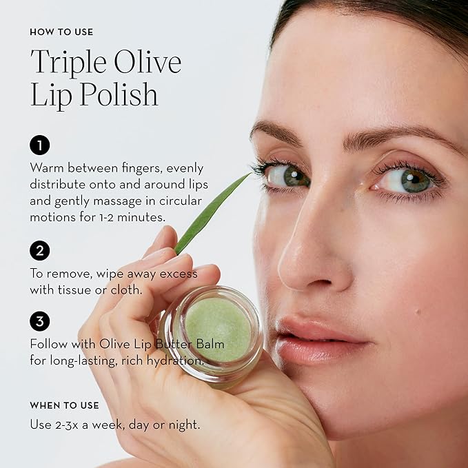 Furtuna Skin Triple Olive Lip Polish - 8ml | Exfoliating Lip Scrub for Women and Men | Lip Treatment with Olive Oil for Smooth and Refreshed Lips