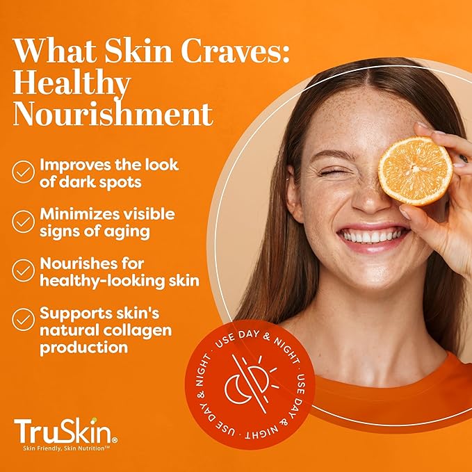 TruSkin Vitamin C Serum For Face – Anti Aging Formula with Vitamin C, Hyaluronic Acid, Vitamin E – Brightening Serum – Improve Appearance of Dark Spots, Tone, Fine Lines & Wrinkles, 1 Fl Oz