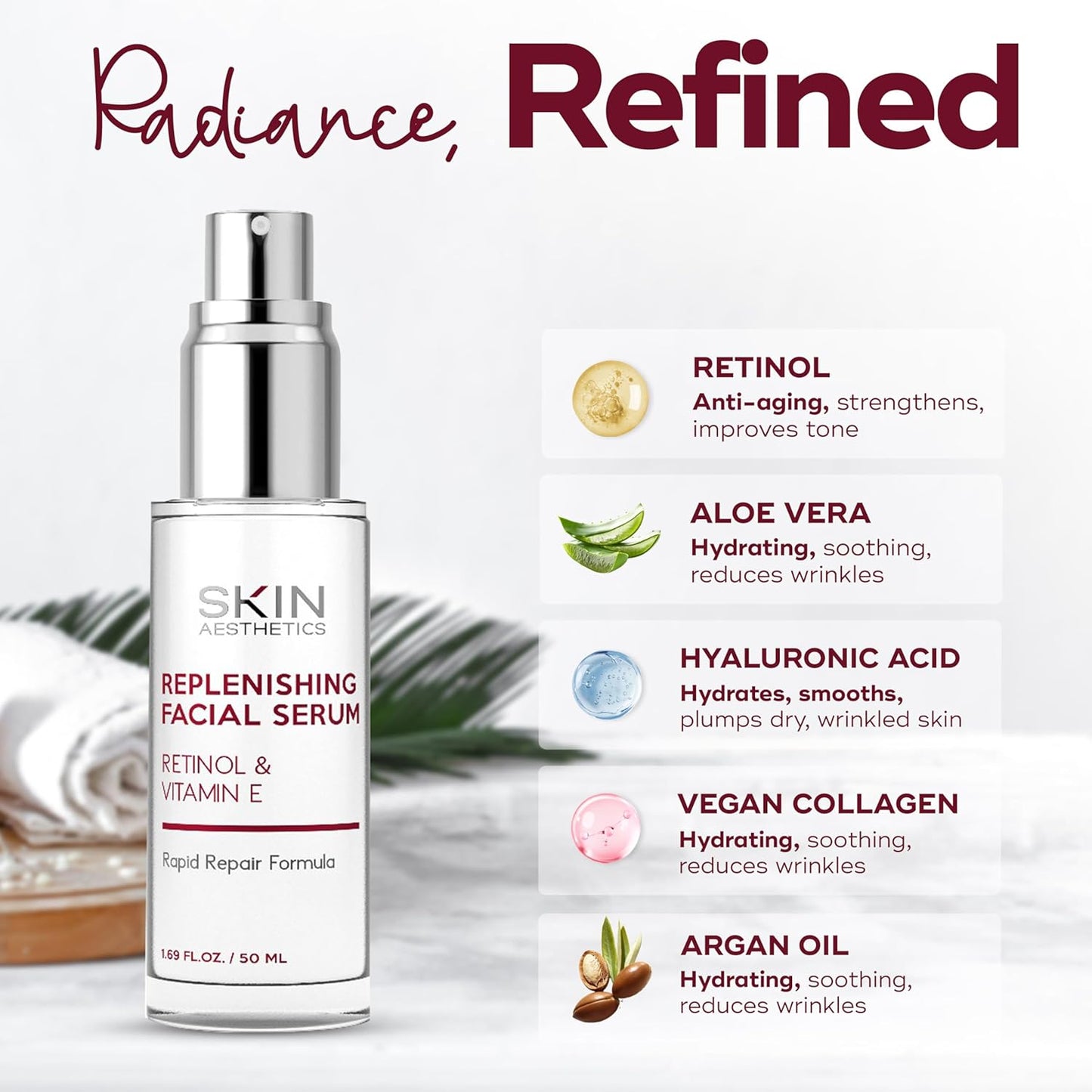 Retinol & Vitamin E Face Serum - Anti-Aging, Blemishes, Fine Lines & Wrinkles Treatment - Dermatologist Tested Korean Skincare - Clean Beauty, Cruelty-Free - 1.69 oz