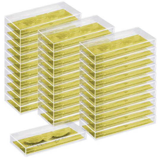 Rocutus Empty Lash Boxes for False Eyelashes - 30 Pack Lash Cases, Customizable Eyelash Packaging, Bulk Lash Storage Containers, Lash Box Packaging, Premium Display & Protection (Yellow)