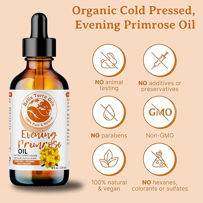 Bella Terra Oils Premium Evening Primrose Oil for Radiant Skin – 1gallon, Deep Hydration, Revitalizing, Quick Absorbing