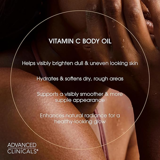 Advanced Clinicals Collagen Lifting Body Oil + Vitamin C Brightening Body Oil Moisturizer Skin Care Set - Nourishing, Brightening, & Firming Oil To Improve Look Of Sagging Skin, 2PC Bundle