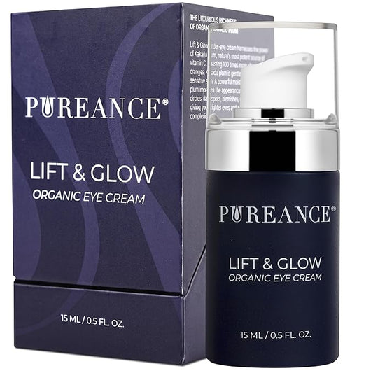 PUREANCE Organic Eye Cream for Dark Circles and Puffiness for Menopausal Skin I Anti Aging Eye Cream for Women with Kakadu Plum I Reduces Dark Circles and Under Eye Bags 0.5 Fl Oz