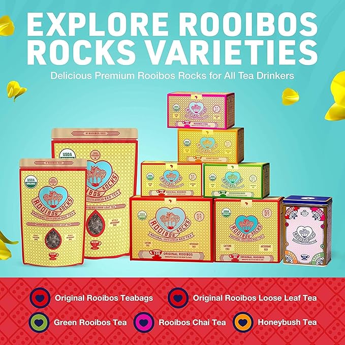 Premium Organic Rooibos Tea Bags 40 - Naturally Sweet Herbal Tea Safe for Children and Pregnant Women - Low Tannin, Caffeine Free Rooibos Tea Sustainably and Ethically Farmed in South Africa 