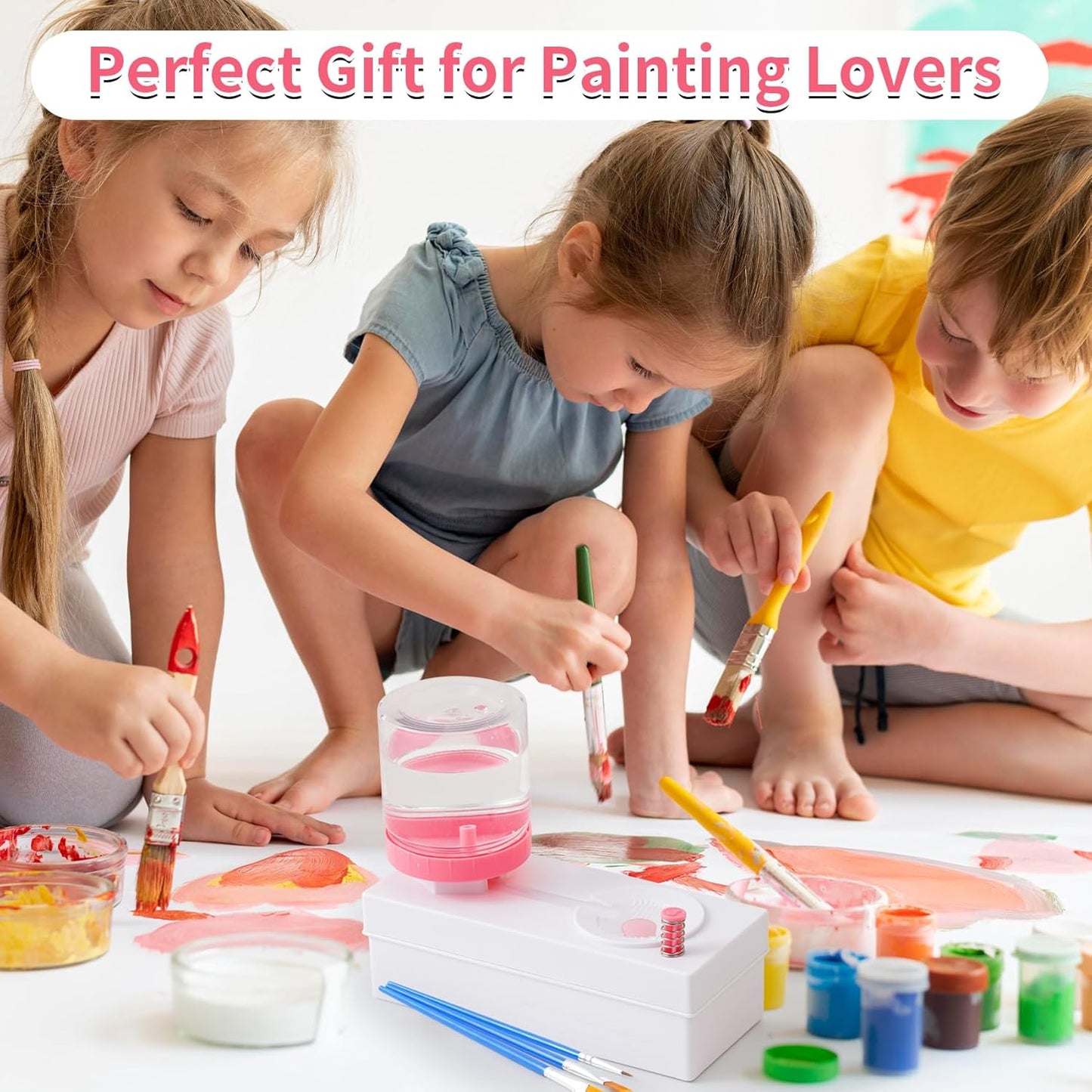 Brush Rinser Paint Brush Cleaner Tool with Drain Dispenser Water Recycling Rinse Automatic Art Supplies Watercolor Paintbrush Cleaner for Acrylic, Oil and Water-Based Paints Gift for Kids Artist