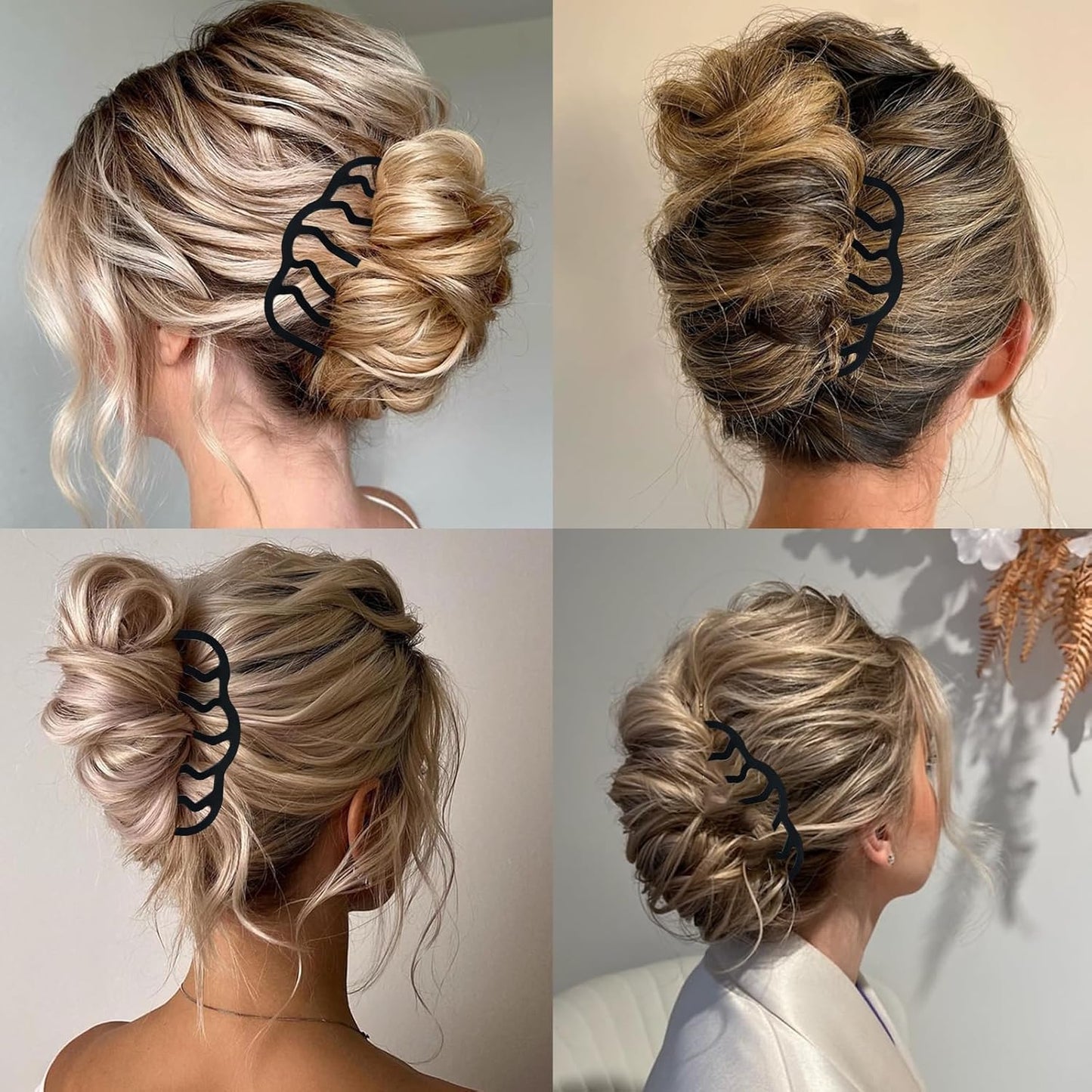 11 Pieces Hair Side Combs Metal Hair Fork Clip French Twist Comb Updo Hair Stick, U-Shape Teeth Styling Tools Messy Bun Maker Vintage Hairstyle Hair Pins Hair Accessories for Women and Girls