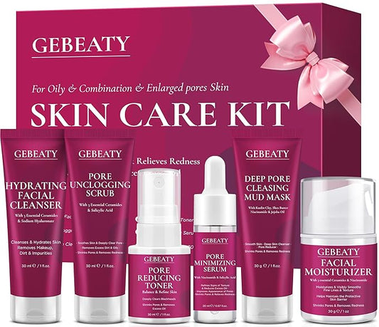 Skin Care Set Kit,Professional Pore Minimizer Soothe, Hydrate, Oil Control, Deep Cleanse Women Teen Girls Skincare Facial Skin Care Products,Travel Facial Skin Care Routine Kit Women Beauty Gift Set