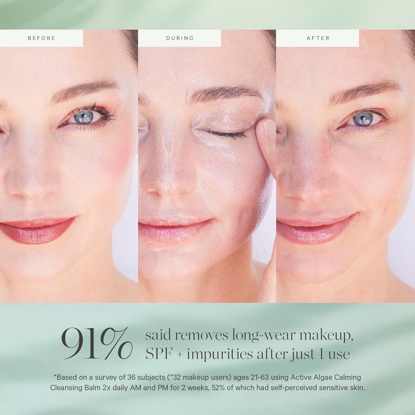 KORA Organics Active Algae Calming Cleansing Balm, Balancing Facial Cleanser to Help Reduce Redness & Blemishes, Melt Away Makeup & Sunscreen, Face Wash for Men and Women, 3.38 fl oz