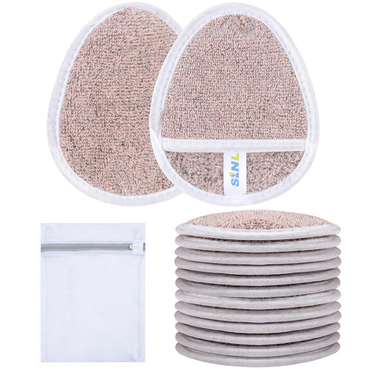SINLAND Reusable Makeup Remover Pads For Face,Eye,Lips Microfiber Gentle Facial Cleansing Cloths for All Skin Types Friendly for Makeup Remover With Laundry Bag 5.1inchx3.93inch Pack of 12