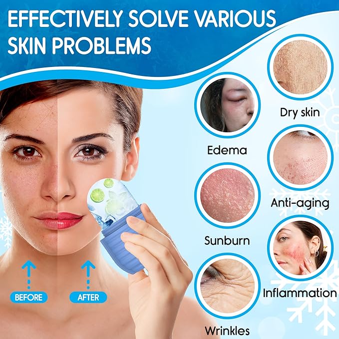 1Pcs Ice Roller for Face, Ice Face Roller, Reusable Silicone Ice Mold for Face, Facial Beauty Ice Roller Skin Care Tools for Shrink Pores Anti Wrinkle Reduce Puffiness (Green)