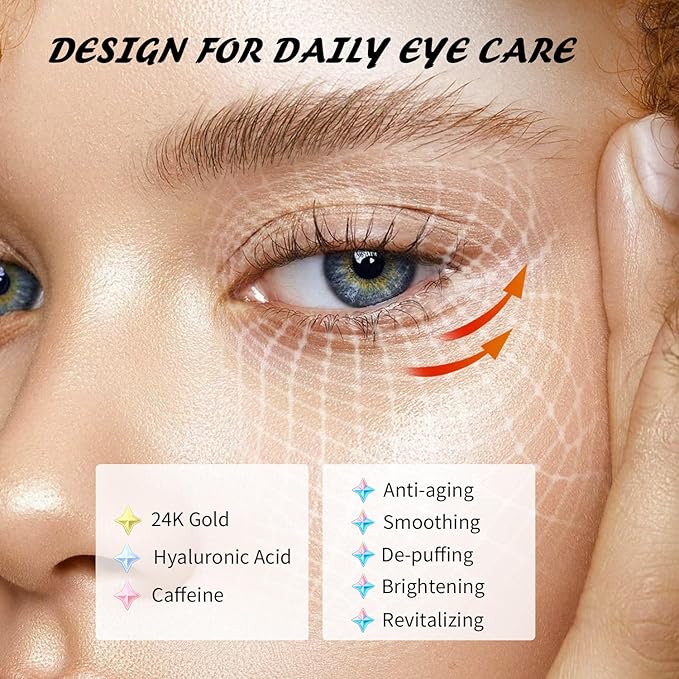 24k Gold Under Eye Patches & 3 in 1 Eye Masks Gift Set, Collagen Eye Patches for Dark Circles Undereye Bags Wrinkles and Puffiness, Eye Skin Care Gift for Her