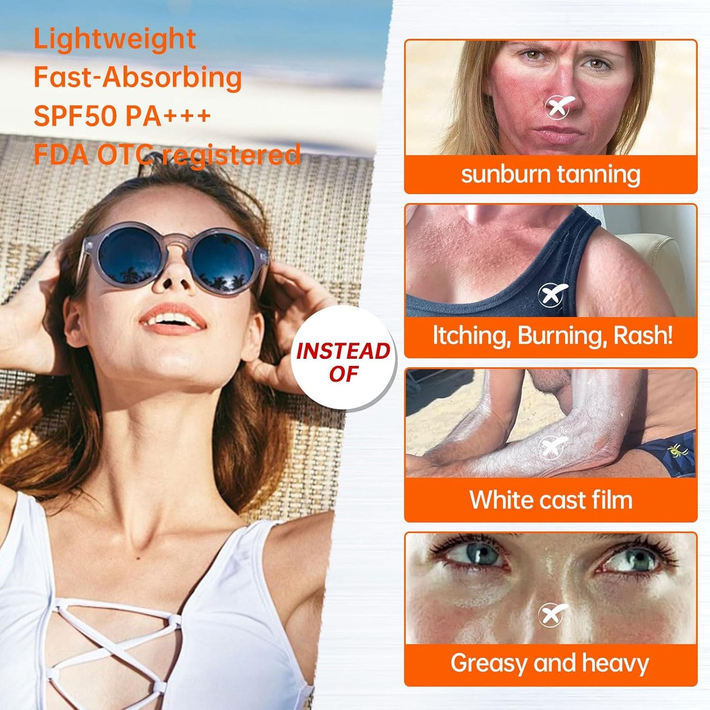 Reef Safe Sunscreen Spray SPF 50, 360° Mist, Broad-Spectrum UVA/UVB Protection, Lightweight & Non-Greasy, Travel Size Sunscreen Spray for Face & Body, Water & Sweat Resistant，5.07oz/150ml (1 pack)