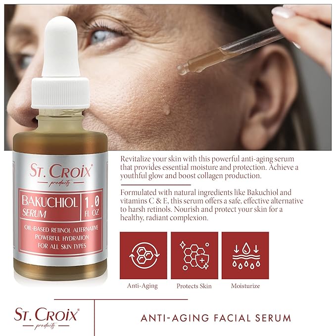 Premium Grade Bakuchiol Facial Oil Serum with Vitamins C & E - Odorless Oil-Based Anti-Aging Serum for Face & Body - Hydrating Retinol Alternative - 1 oz