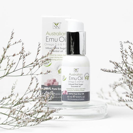 Emu Oil Pure Skin Moisturizer - Nail, Body, Face, Scalp & Hair Moisturizer with Omega 3, 6, 9, Vitamins, & Minerals - Australian Emu Oil for Skincare by Y-Not Natural - Pink Sugar 60ml