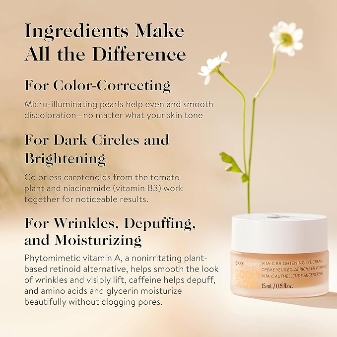 goop Beauty Vitamin C Eye Cream and Cream Blush Bundle | 0.5 oz Brightening Eye Cream for Dark Circles & Puffy Eyes | 0.5 oz Soft Fuchsia Cream Blush for a Sheer Pop of Color on Lips & Cheeks