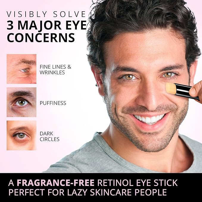 VELAMO ADVANCED Retinol Eye Stick: Retinol Eye Cream for Dark Circles and Puffiness with 1% Bakuchiol and Caffeine - Visibly Reduces Fine Lines Wrinkles Under Eye Bags with Upgraded Formula 0.1 OZ/3g