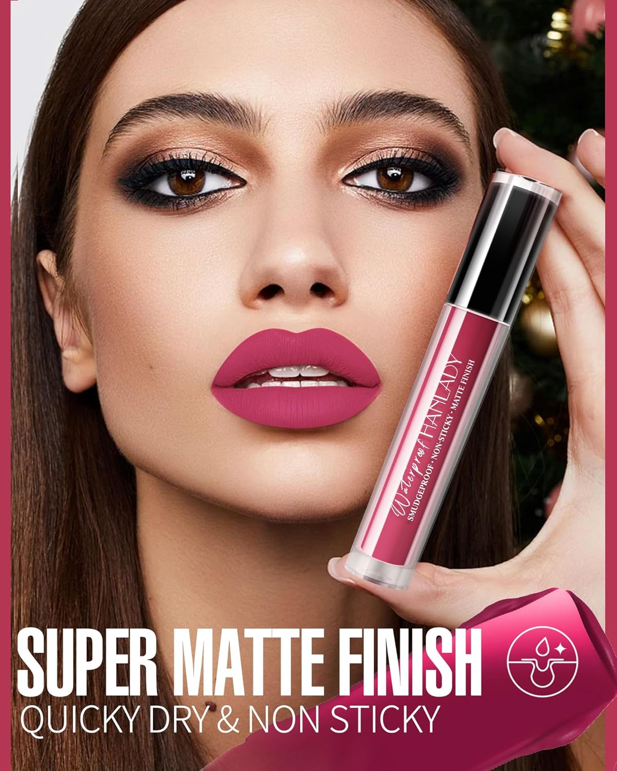 Pink Lipstick Matte Liquid Lipstick Long Lasting for Women Smudgeproof Lipsticks Color Stay Hot Pink Lipsticks Vegan Cruelty-Free Lip Gloss(901 Cool Pink)