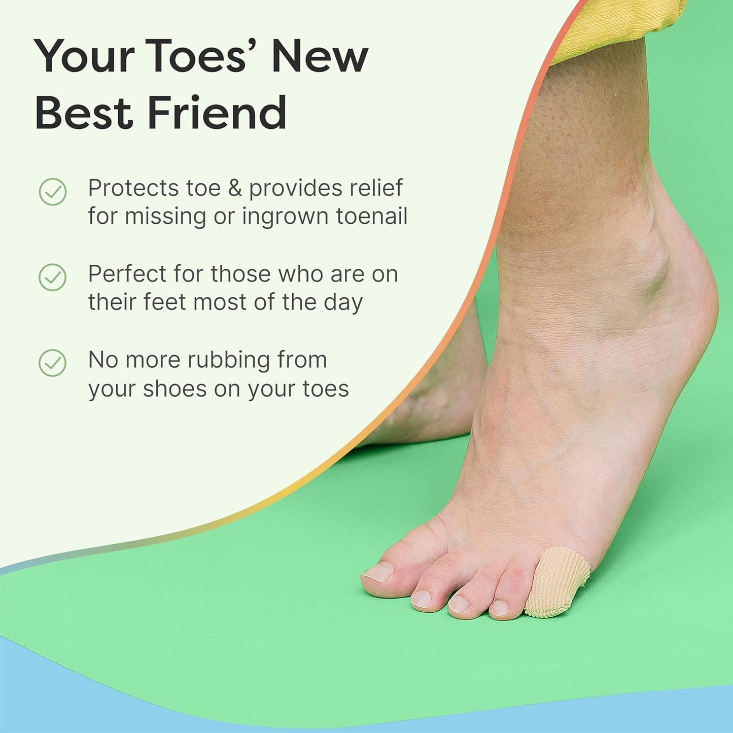 ZenToes Fabric Toe Protectors | Promotes Skin Hydration & Blister Prevention | Medical-Grade Gel Lining | Washable & Reusable Corn, Callus & Ingrown Toenail Relief Between Toes | Medium, 5-Pack