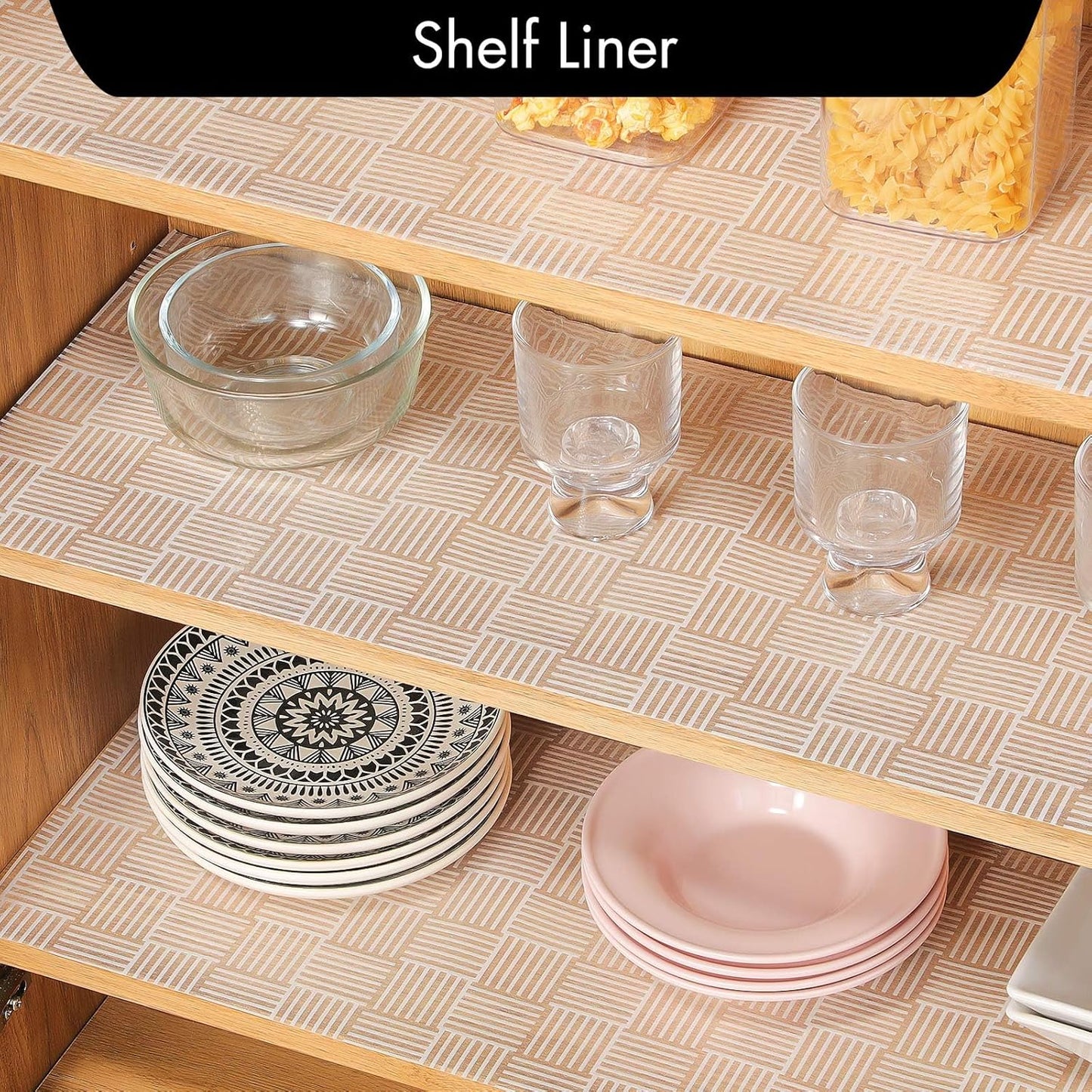 Cooyes Shelf and Drawer Liner for Kitchen Cabinets – Non-Adhesive, Waterproof, Non-Slip Cabinet Liners for Scratch Protection, Desk, Refrigerator, Shelves, Drawers with Modern Pattern