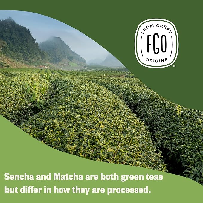 FGO Organic Japanese Matcha + Green Tea, 20 Count, Eco-Conscious Tea Bags, Resealable Bag, Packaging May Vary (Pack of 1)