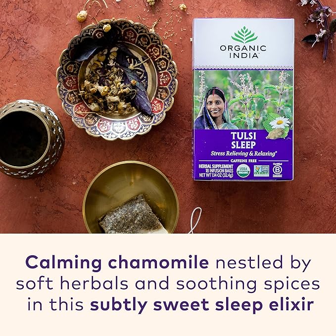 ORGANIC INDIA Iced Tulsi Tea Bags Variety Pack - Assorted Tea, Holy Basil, Ashwaganda, Sleep, Honey Chamomile - Adaptogen, Vegan, USDA Certified Organic, Non-GMO - 18 Infusion Bags per Box (Pack of 3)