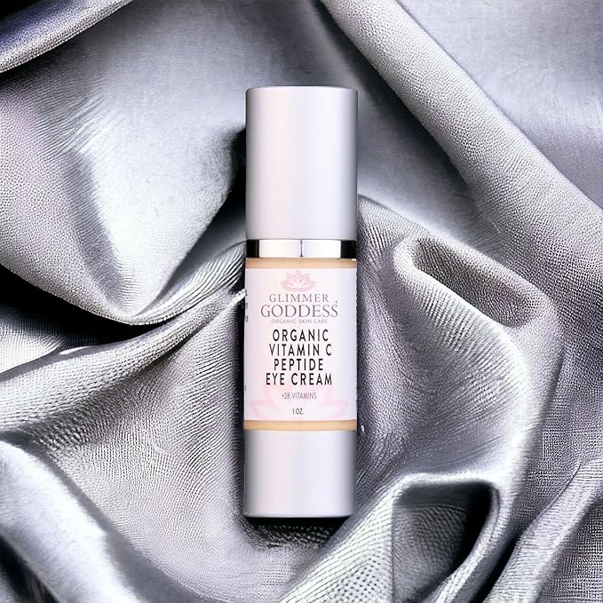Glimmer Goddess Organic Peptide Eye Serum with Vitamin C – Hydrating & Revitalizing, 1 oz