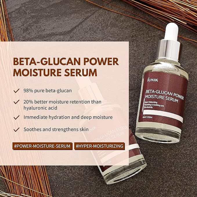 iUNIK Black Snail Restore Serum Repair Ampoule, 1.71 Fl Oz +98% Beta-Glucan Power Deep Moisture Serum - Intense Hydration + Beta Glucan Daily Moisture Cream 2.02 Fl Oz