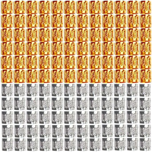 350PCS Hair Jewelry for Women Braids, DreadLock Beads Hair Decorations Aluminum Rings Clips Adjustable Metal Cuffs Braiding Hair Accessory By liliyab (Gold and Silver)