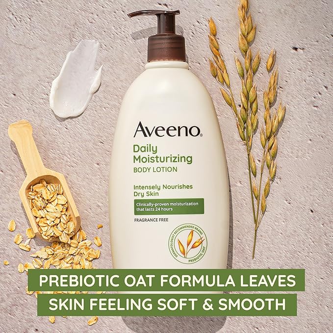 Aveeno Sheer Hydration Daily Moisturizing Fragrance-Free Lotion with Nourishing Prebiotic Oat, Fast-Absorbing Body Moisturizer for Dry Skin with Lightweight, Breathable Feel, 12 fl. oz